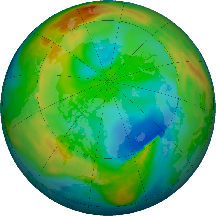 Arctic ozone map for 28 December 1988